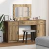 vidaXL Dressing Table with Mirror Lights 3 pcs Brown Engineered Wood