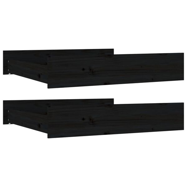vidaXL Bed Drawers 2 pcs Black Solid Wood Pine