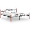 vidaXL Bed Frame without Mattress Black Metal&Solid Oak Wood 200x200 cm