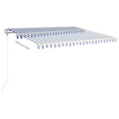 vidaXL Manual Retractable Awning with Posts 4.5x3.5 m Blue and White