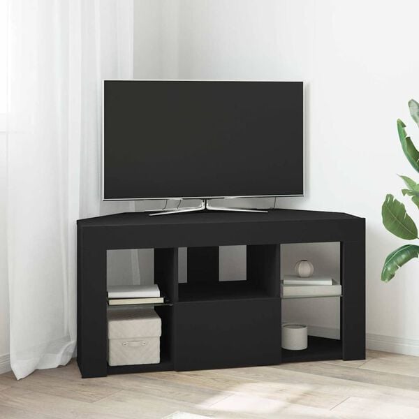 vidaXL Corner LED TV Cabinet Black 100 x 40 x 50 cm Engineered Wood