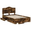 vidaXL Bed Frame with Drawer Smoked Oak 135 x 190 cm Engineered Wood