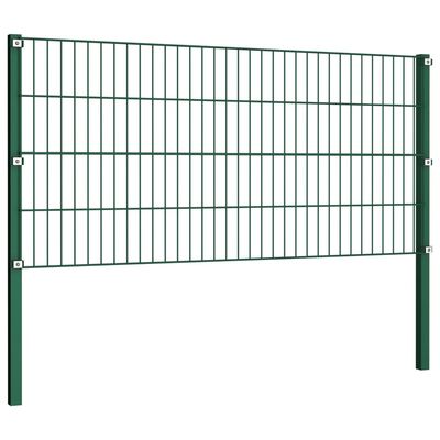vidaXL Fence Panel with Posts Iron 15.3x0.8 m Green
