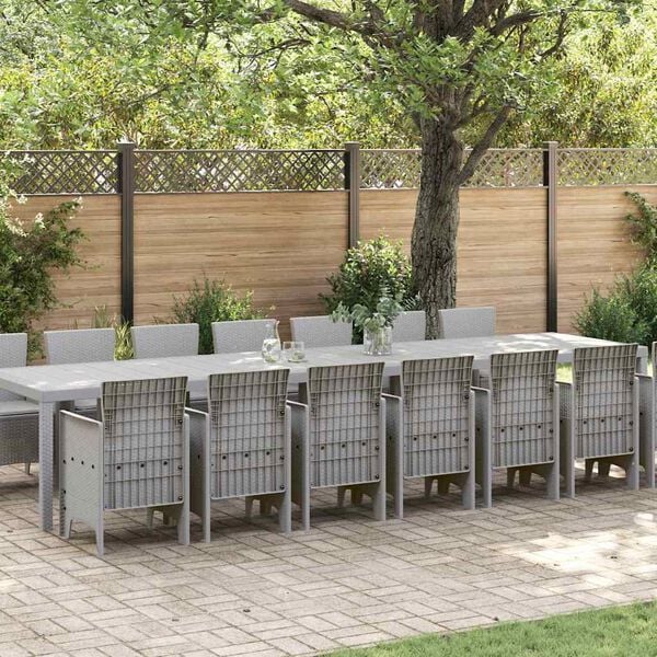 vidaXL Garden Dining Set with Cushions 15 pcs Light Grey PP