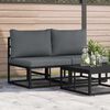 vidaXL Outdoor Furniture with Cushion with Pillow Black Aluminium