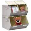 vidaXL Stackable Storage Box Set of 3 Pieces Fabric Grey