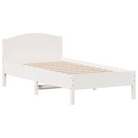 vidaXL Bed Frame with Headboard White 90x190 cm Single Solid Wood Pine
