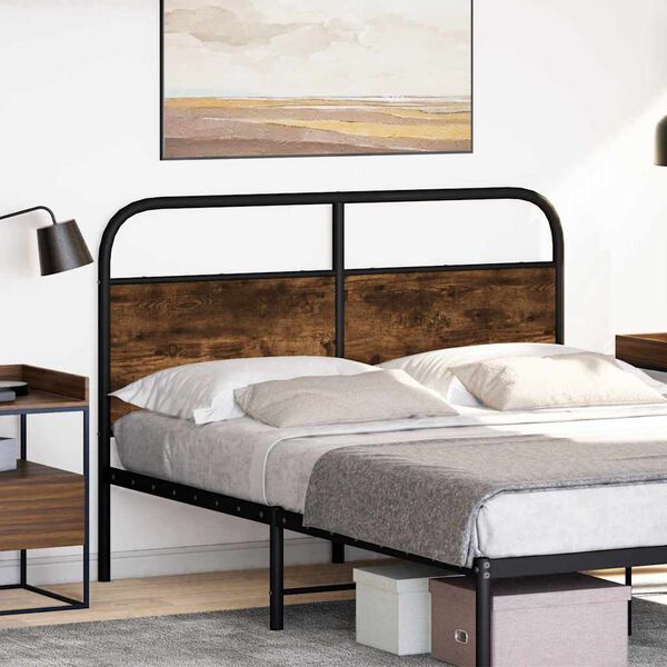 vidaXL Headboard Smoked Oak 140 cm Steel and Engineered Wood