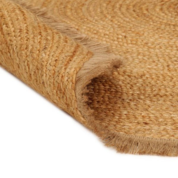 vidaXL Braided Area Rug with Ruffle Edge 120 cm Jute Round