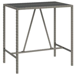 vidaXL Bar Table with Glass Top Grey 110x70x110 cm Poly Rattan