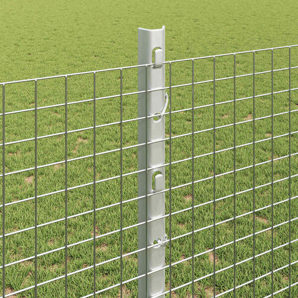 vidaXL Fence with Post Silver 1.2 x 50 m Steel