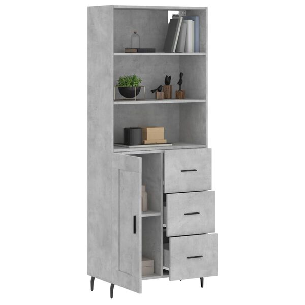vidaXL Highboard Concrete Grey 69.5x34x180 cm Engineered Wood