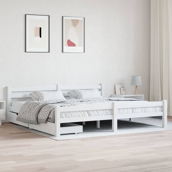vidaXL Bed Frame without Mattress White Solid Wood Pine 200x200 cm