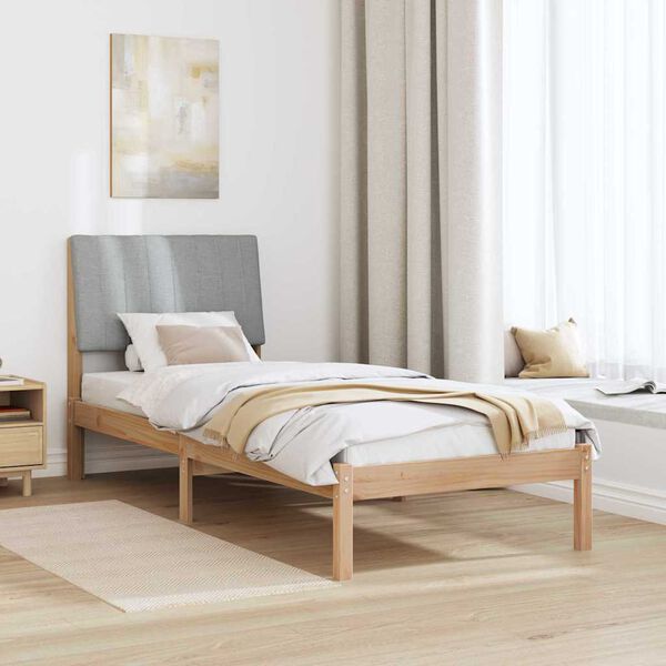 vidaXL Bed Frame with Headboard Brown 75 x 190 cm Solid Pine Wood