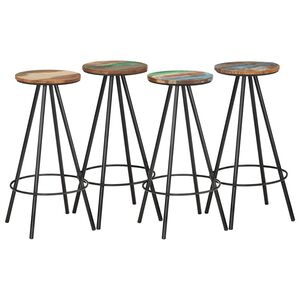 vidaXL Bar Stool | Set of 4 | Varied | Reclaimed Wood | Standard | Industrial