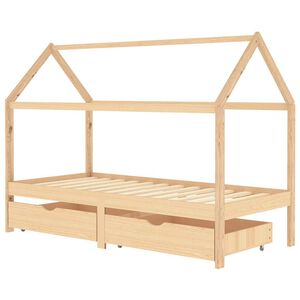 vidaXL Kids Bed Frame | Natural wood | Solid pine wood | 90x200 cm