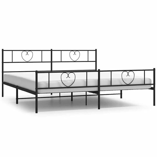 vidaXL Metal Bed Frame without Mattress with Footboard Black 193x203cm