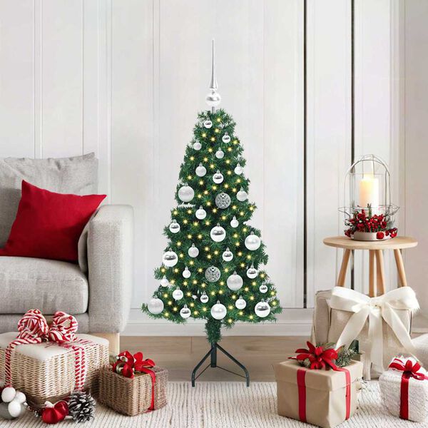 vidaXL Corner Artificial Christmas Tree Green 120 cm PVC and Metal