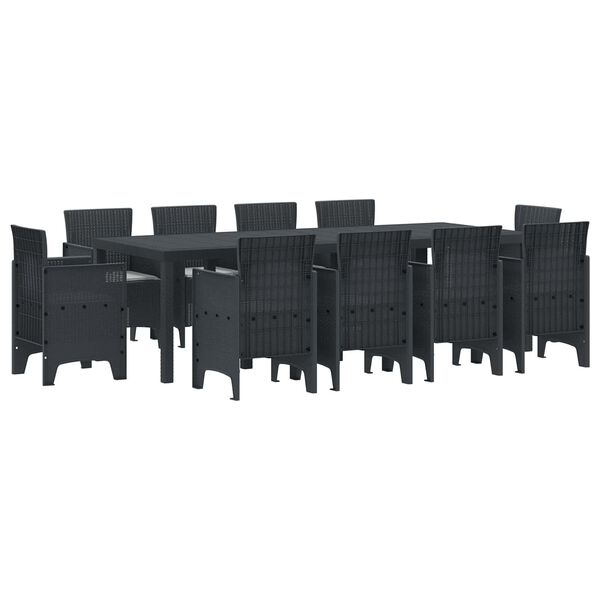 vidaXL Garden Dining Set 11 pcs Anthracite Polt rattan