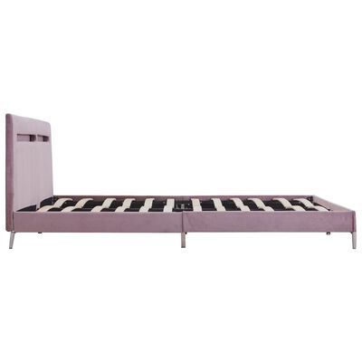 vidaXL Bed Frame with LED Pink Fabric 180x200 cm Super King