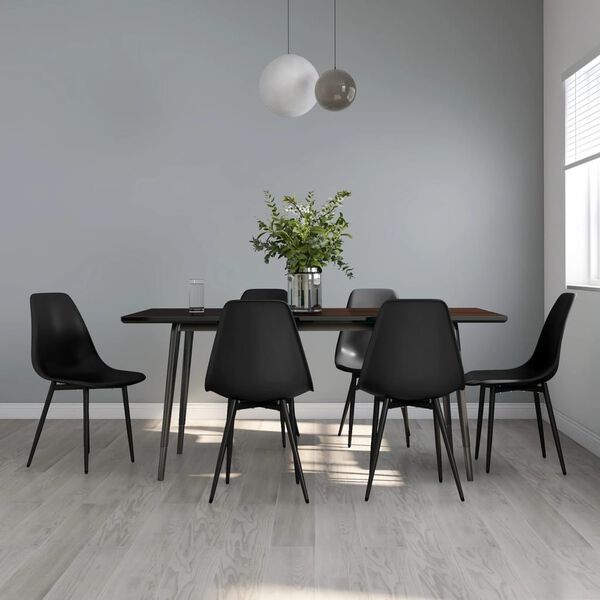 vidaXL Dining Chairs 6 pcs Black PP