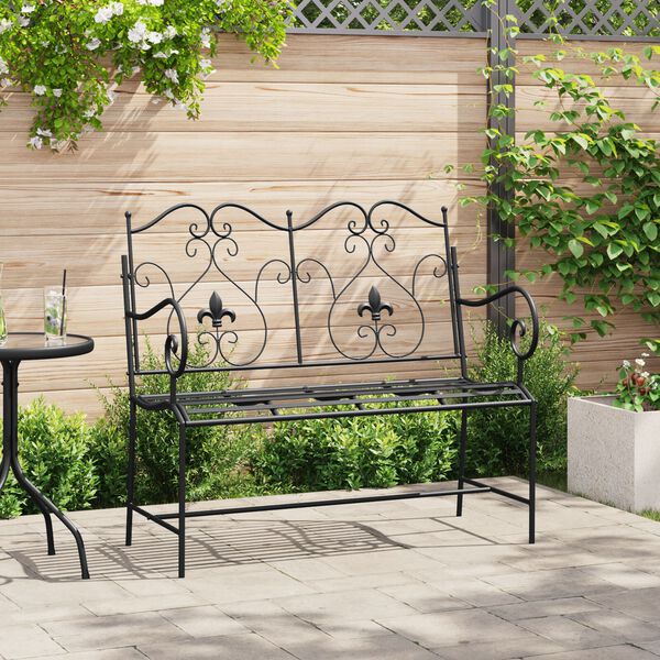 vidaXL Garden Bench Black 104 x 54 x 93 cm Steel