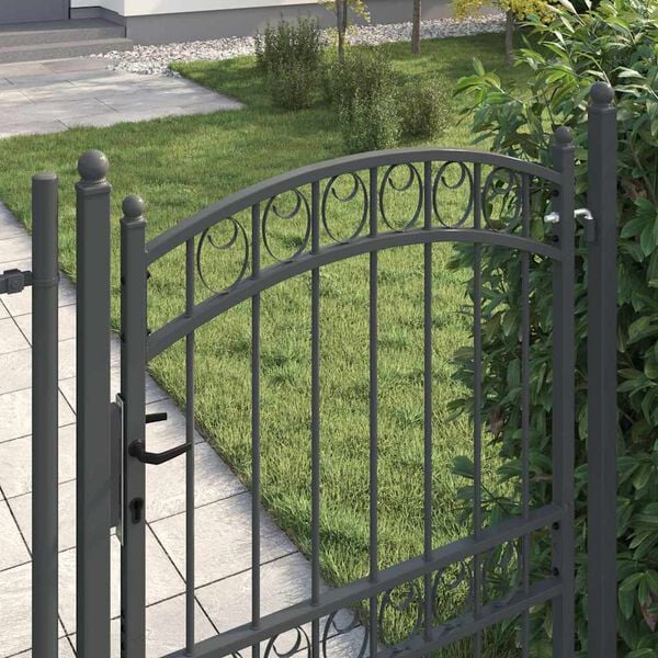 vidaXL Fence Gate with Lock Grey 170 x 100 cm Powder-coated steel