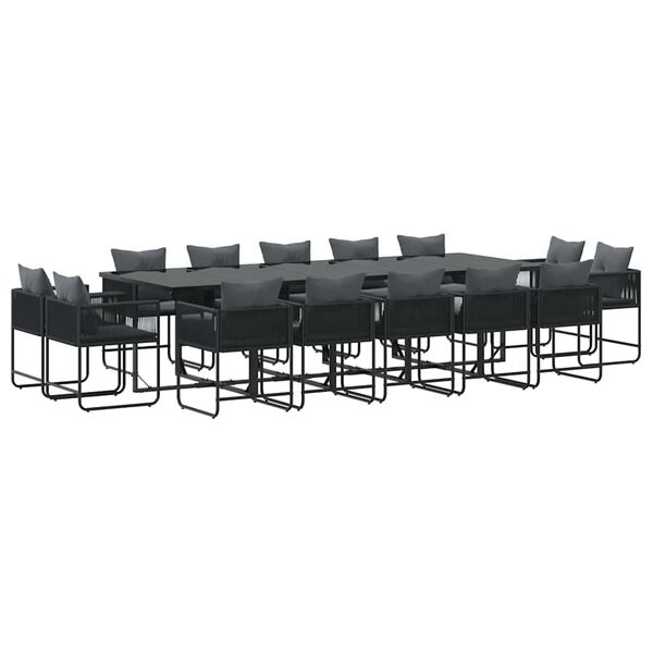vidaXL Garden Dining Set 15 pcs Black Steel