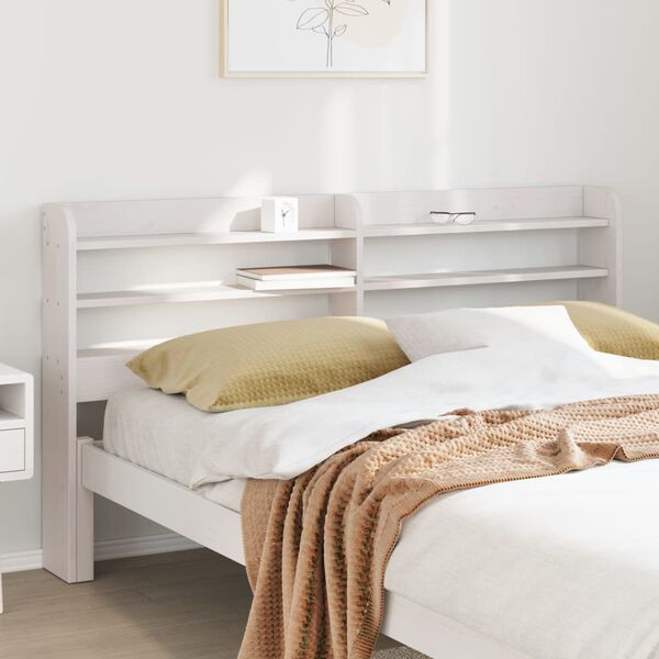 vidaXL Headboard with Shelves White 140 cm Solid Wood Pine