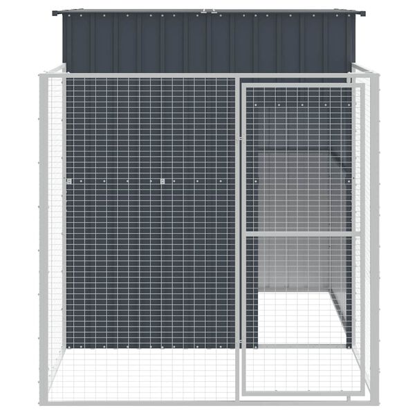 vidaXL Dog House with Run Anthracite 165x251x181 cm Galvanised Steel