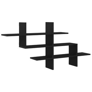 vidaXL Wall Shelf Black Oak 124.5x18x60.5 cm Engineered Wood