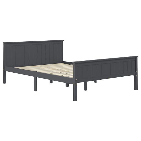 vidaXL Bed Frame without Mattress Grey Solid Wood Pine 140x200 cm