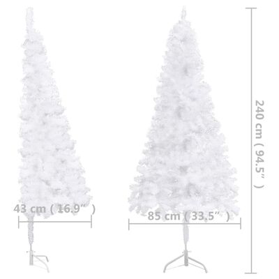 vidaXL Corner Artificial Pre-lit Christmas Tree White 240 cm PVC