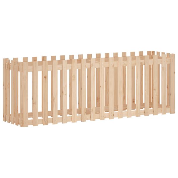vidaXL Garden Raised Bed with Fence Design 200x50x70 cm Solid Wood Pine
