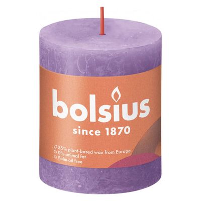 Bolsius Rustic Pillar Candles Shine 4 pcs 80x68 mm Vibrant Violet