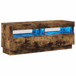 vidaXL TV Cabinet with LED Lights Smoked Oak 100x35x40 cm