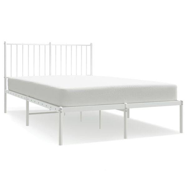 vidaXL Metal Bed Frame without Mattress with Headboard White 120x190cm