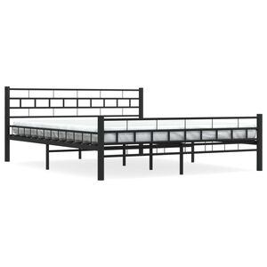 vidaXL Bed Frame without Mattress with Headboard Black 160x200 cm Steel