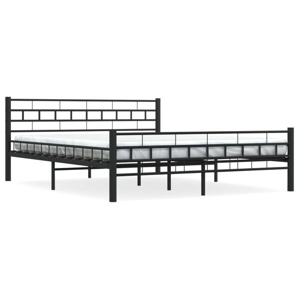 vidaXL Bed Frame without Mattress with Headboard Black 160x200 cm Steel