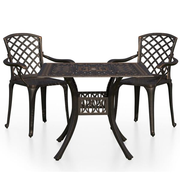 vidaXL 3 Piece Bistro Set Cast Aluminium Bronze
