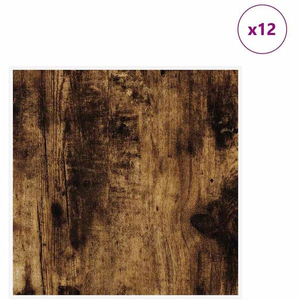 vidaXL Decor Panels 12 pcs Smoked Oak 30 x 30 x 0.27 cm