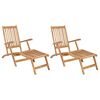 vidaXL Folding Deck Chair 2 pcs Natural Solid Teak Wood