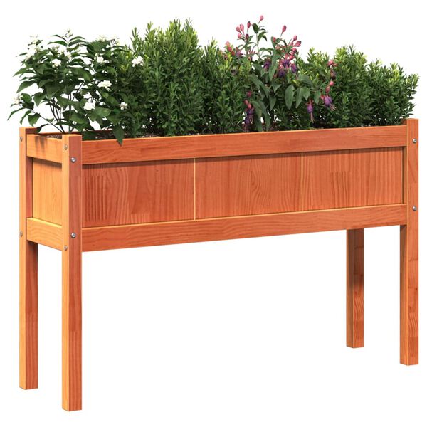 vidaXL Garden Planter with Legs Wax Brown 110x31x70 cm Solid Wood Pine