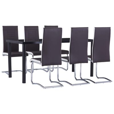 vidaXL 7 Piece Dining Set Faux Leather Brown