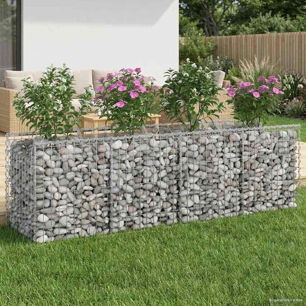vidaXL Gabion Raised Bed Silver 200 x 50 x 60 cm Galvanised Steel