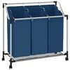 vidaXL Laundry Sorter with 3 Bags Blue Steel