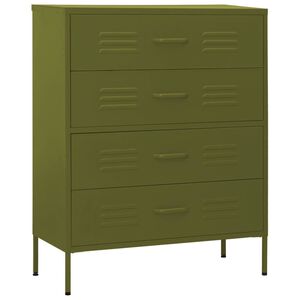 vidaXL Chest of Drawers Olive Green 80x35x101.5 cm Steel