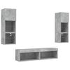 vidaXL 6 Piece TV Wall Units with LED Concrete Grey Engineered Wood