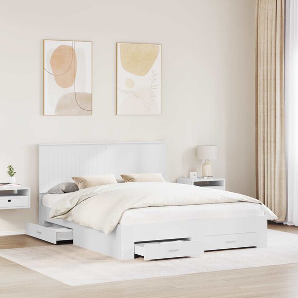 vidaXL Bed Frame with Headboard White 160 x 200 cm Engineered Wood