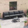 vidaXL Garden Sofa Set with Cushion 4 pcs Black Steel